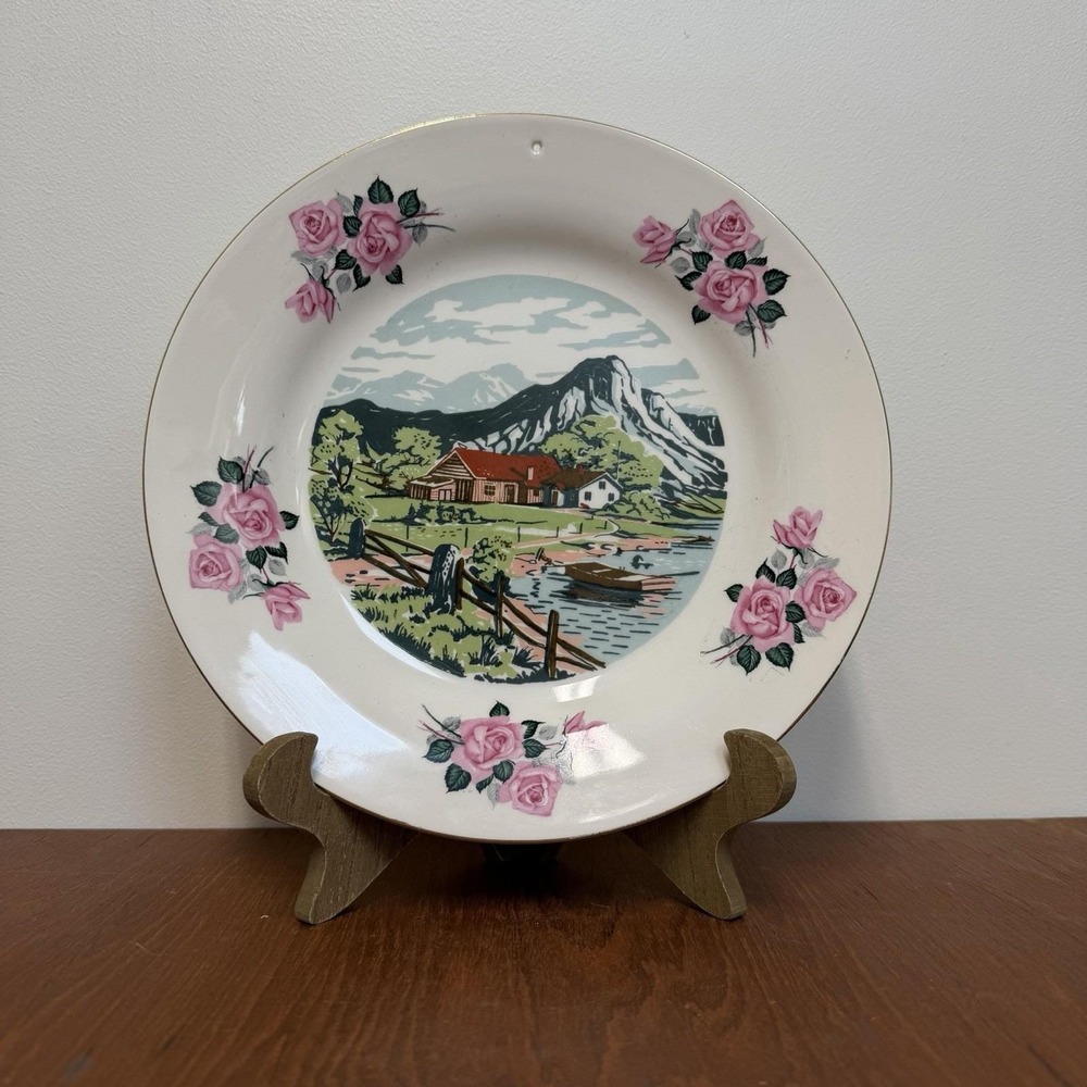 Figgjo Flint Norway Decorative Plate Landscape Mountain Vintage‎ 50s Hanging 10"